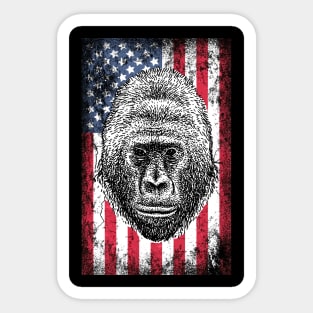 Patriotic Gorilla American Flag Sticker